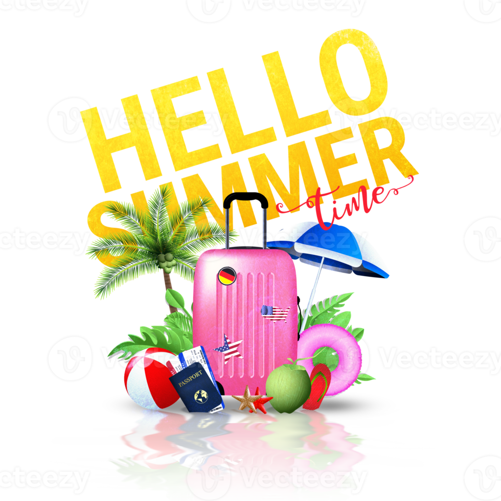 Hello summer greeting card png