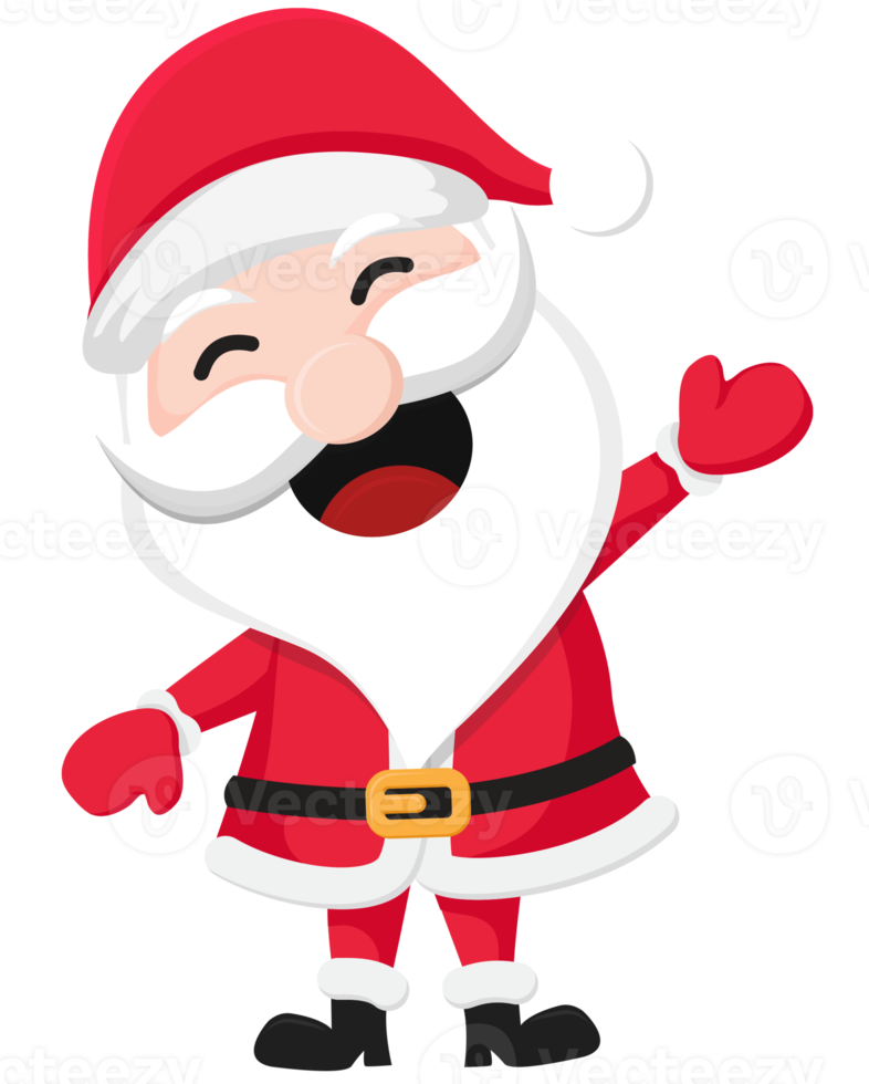 Santa Claus with a raised right hand. Cartoon character png