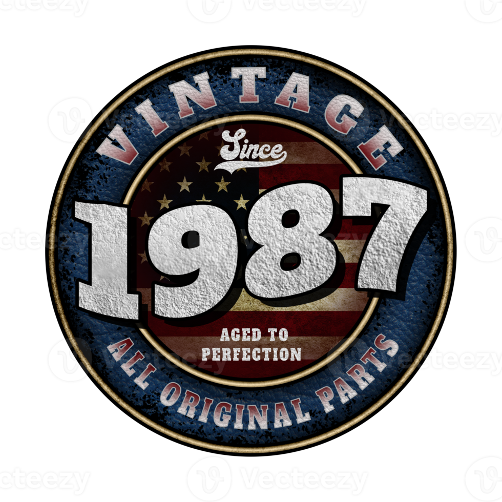 Since 1987 Aged to perfection All original parts Birthday design png