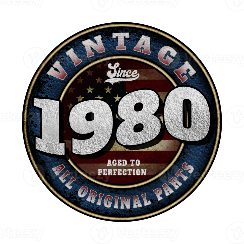Since 1980 Aged to perfection All original parts Birthday design png