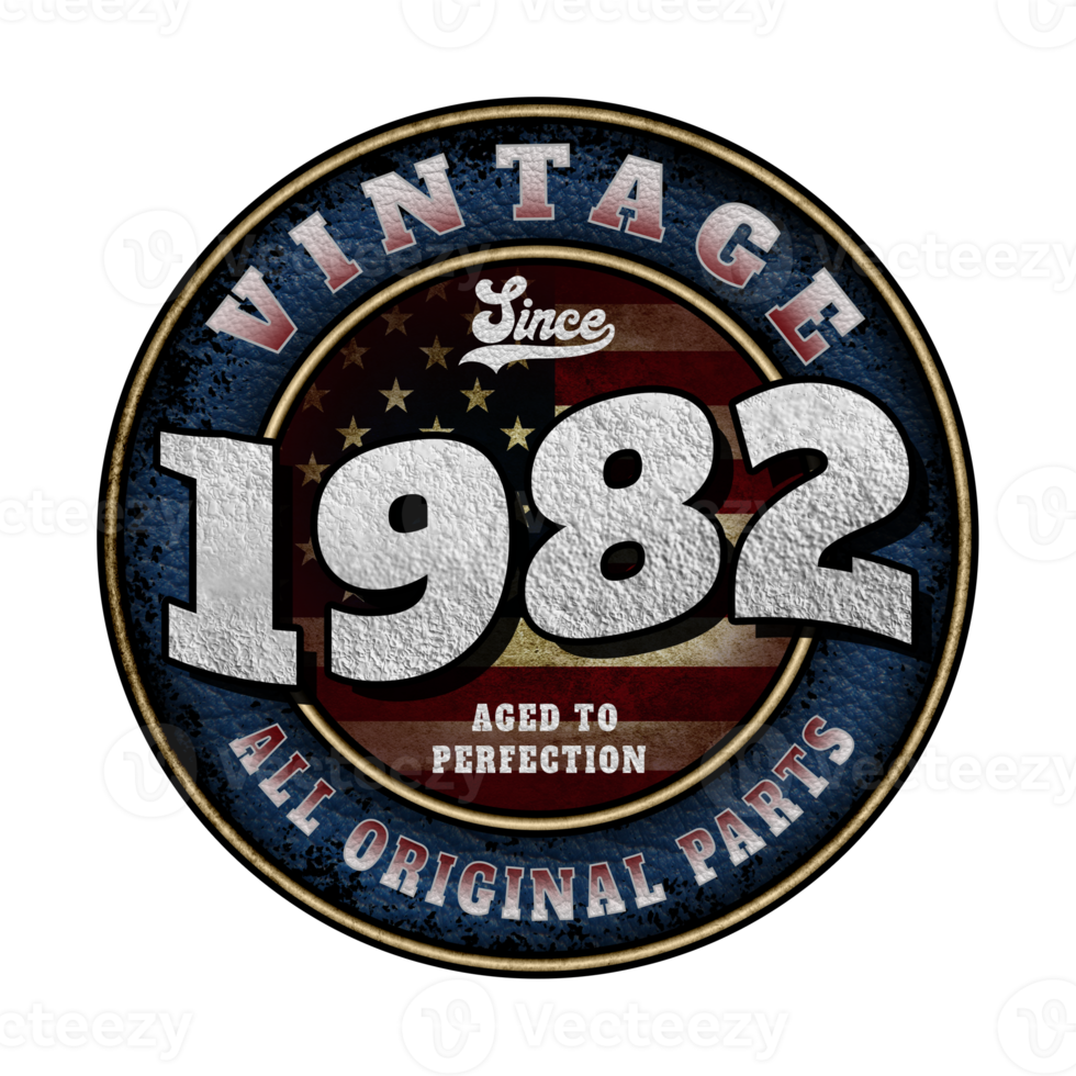 Since 1982 Aged to perfection All original parts Birthday design png