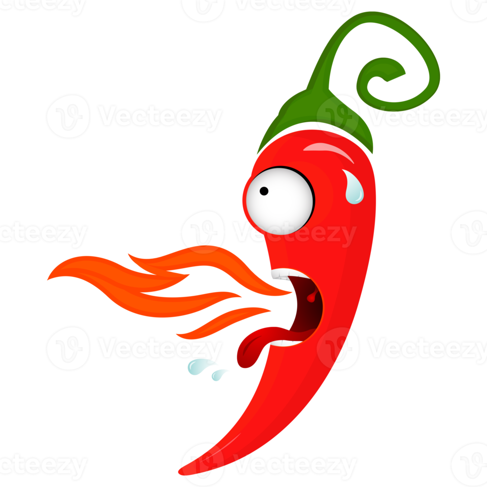 Hot Chili Pepper On Fire Cartoon Character png