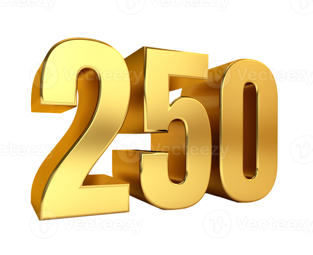 two hundred fifty, golden number 250,anniversary,birthday, price png