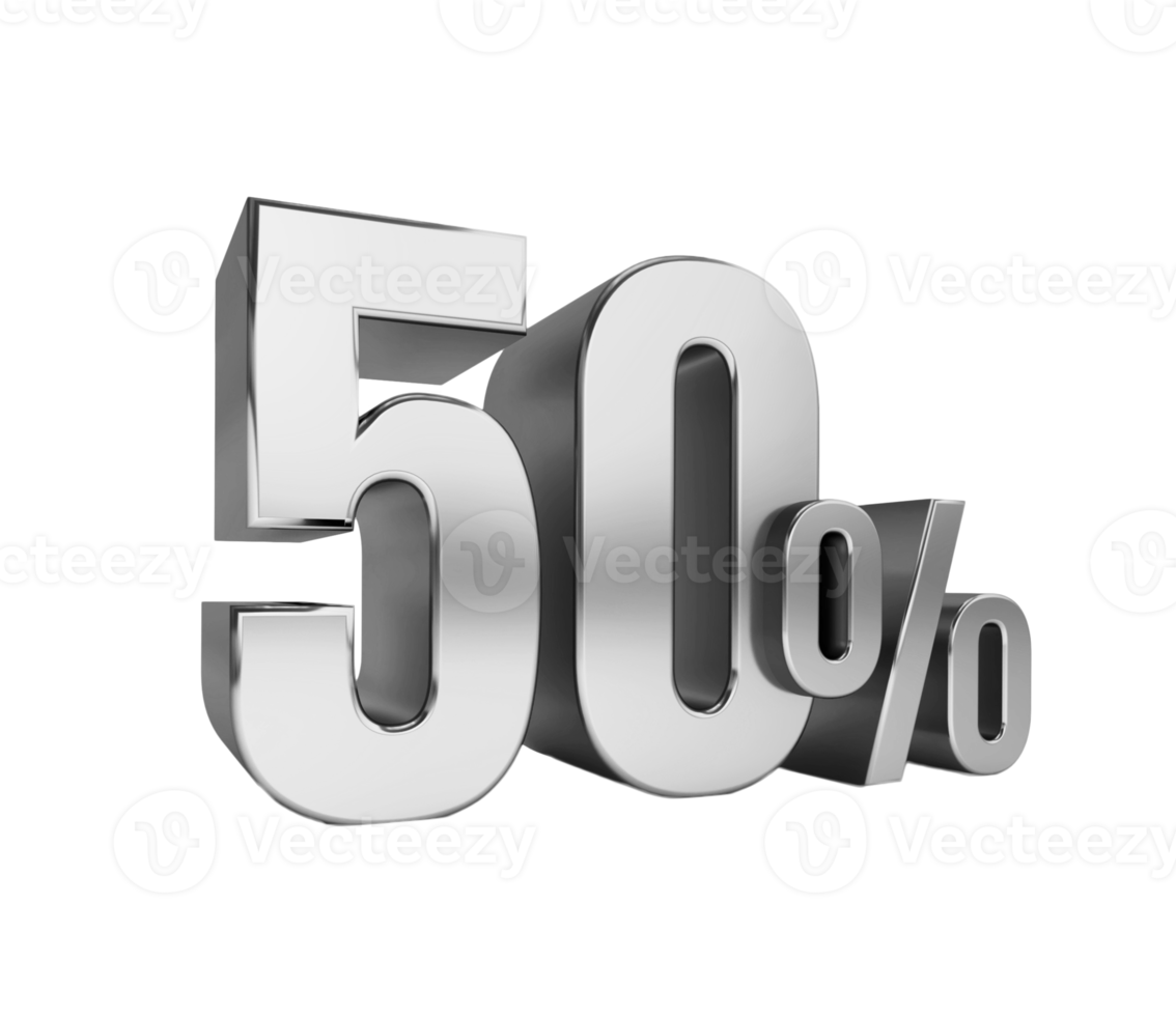 50, fifty percent off. On sale. Great deal. ten percent. 3D text png