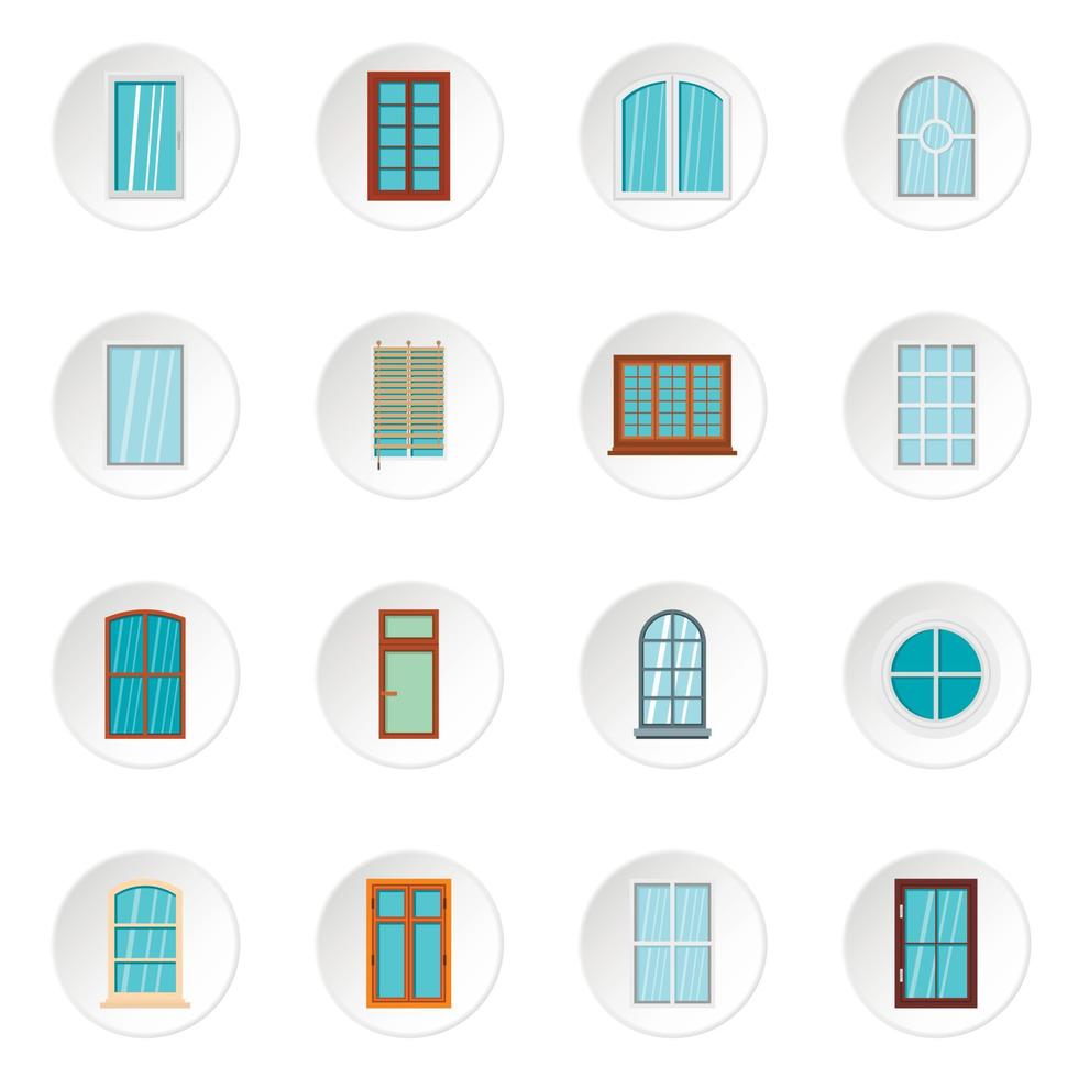 Plastic window forms icons set in flat style vector