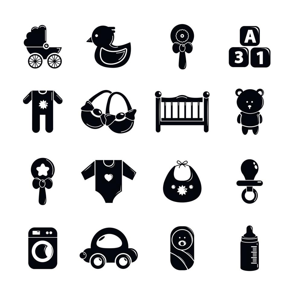 conjunto de iconos de nacimiento de bebé, estilo simple vector