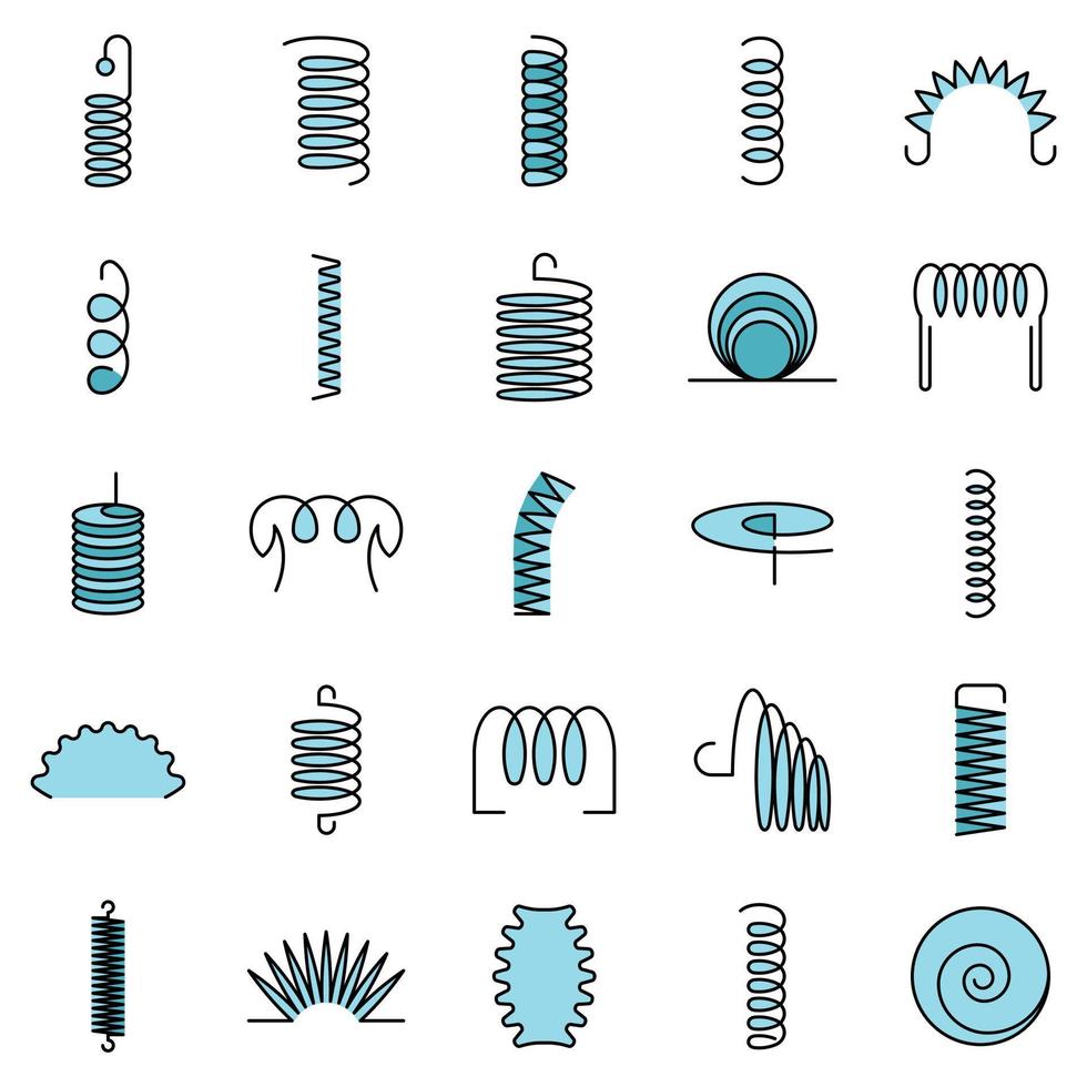 Coil icon set line color vector