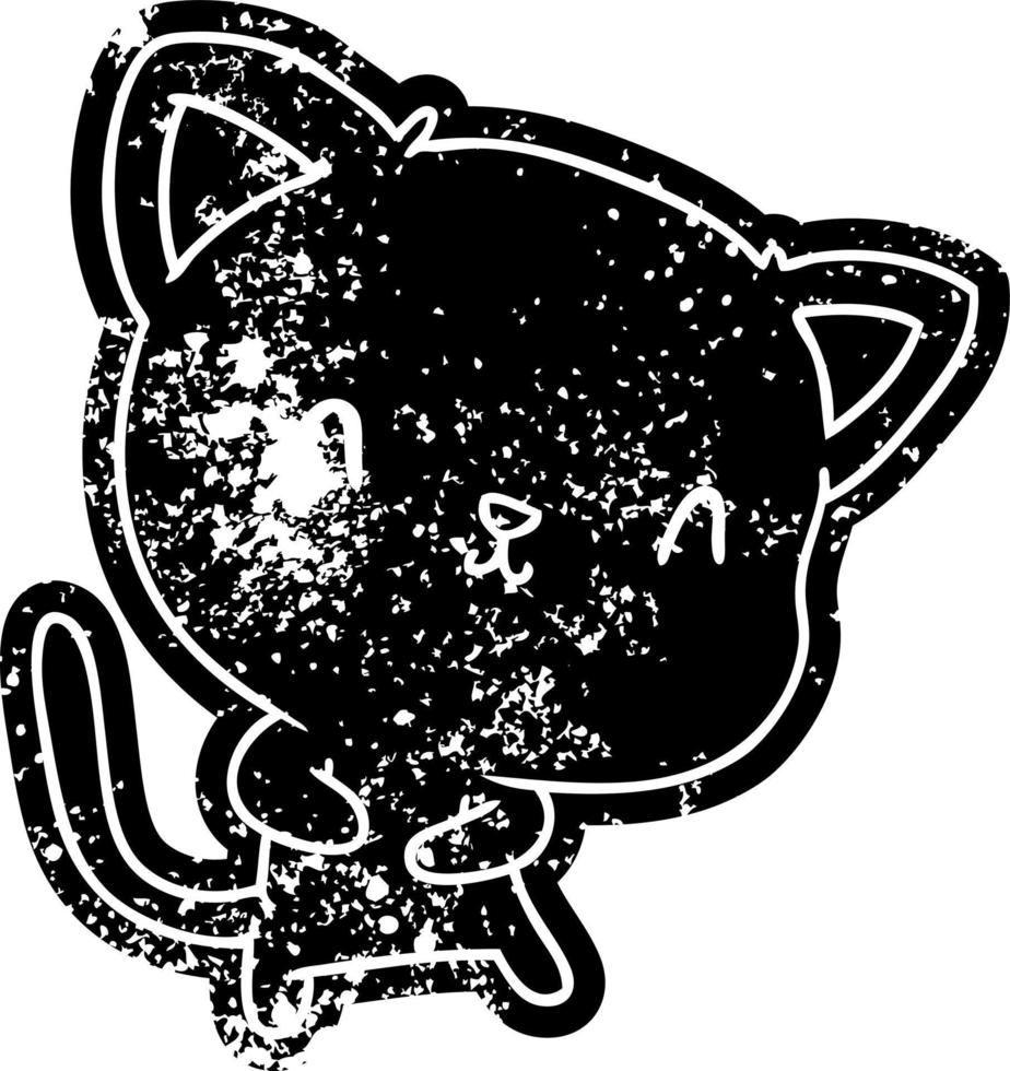 grunge, icono, de, lindo, kawaii, gato vector