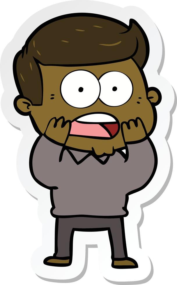 sticker of a cartoon shocked man vector