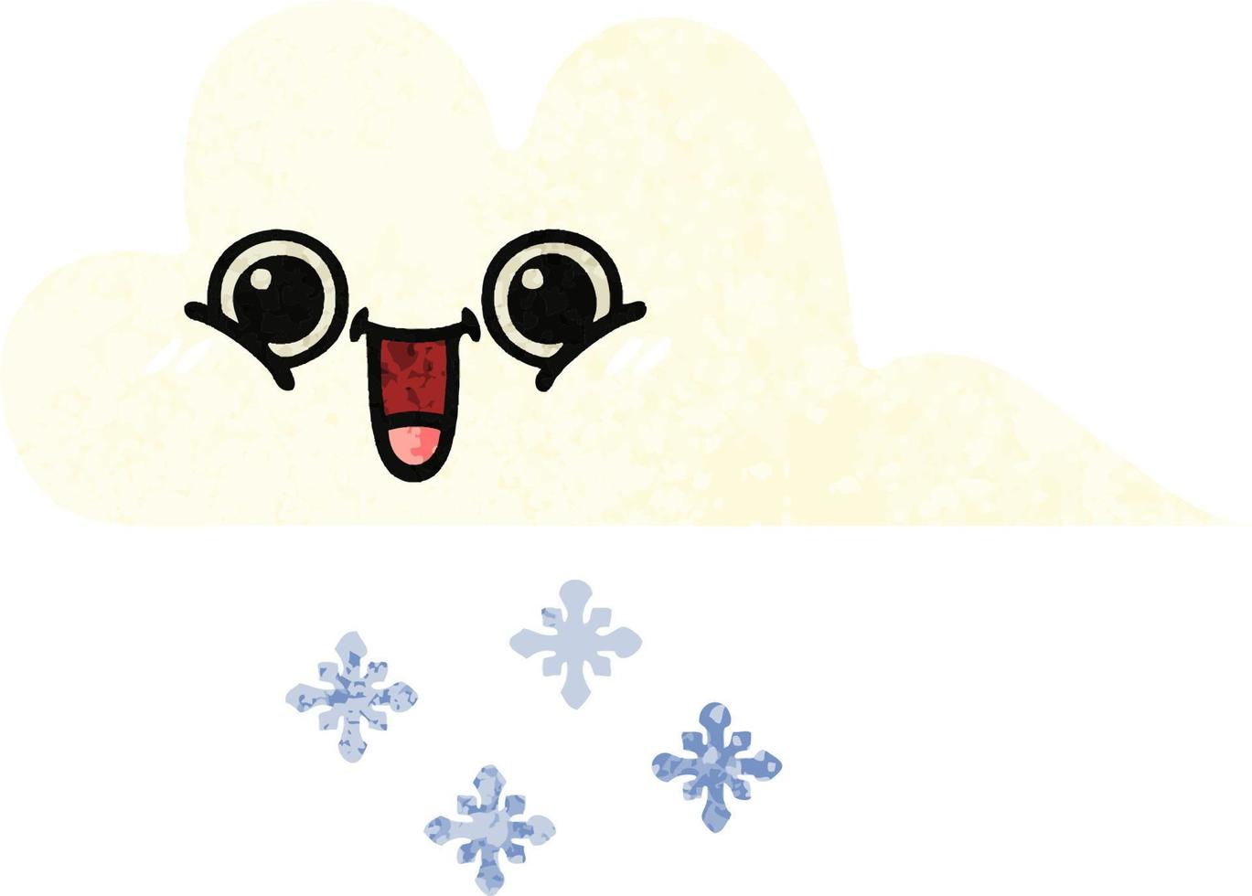 retro illustration style cartoon snow cloud vector