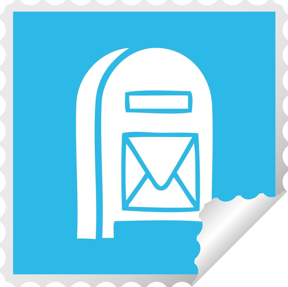 square peeling sticker cartoon mail box vector