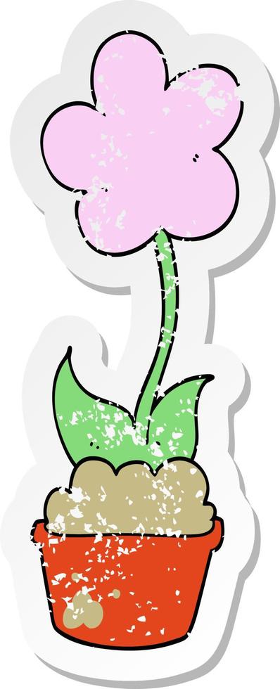 distressed sticker of a cute cartoon flower vector