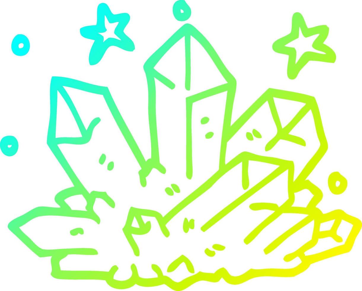 cold gradient line drawing cartoon magical crystal vector