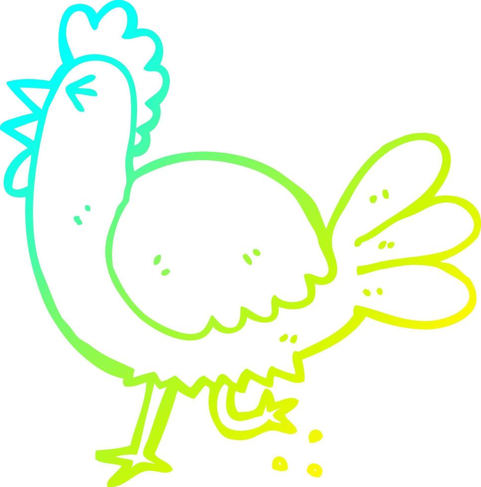 línea de gradiente frío dibujo gallo de dibujos animados vector