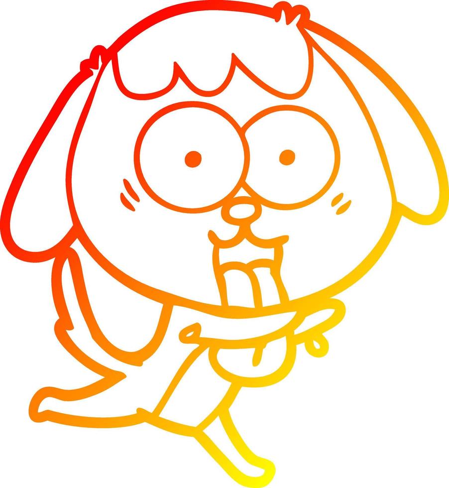 warm gradient line drawing cute cartoon dog vector