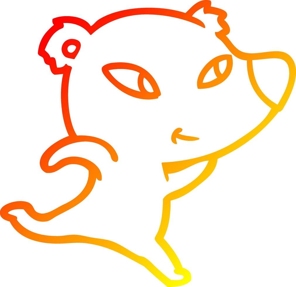 warm gradient line drawing cute cartoon polar bear vector