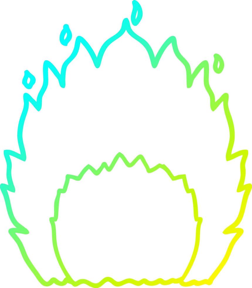 cold gradient line drawing cartoon fire vector
