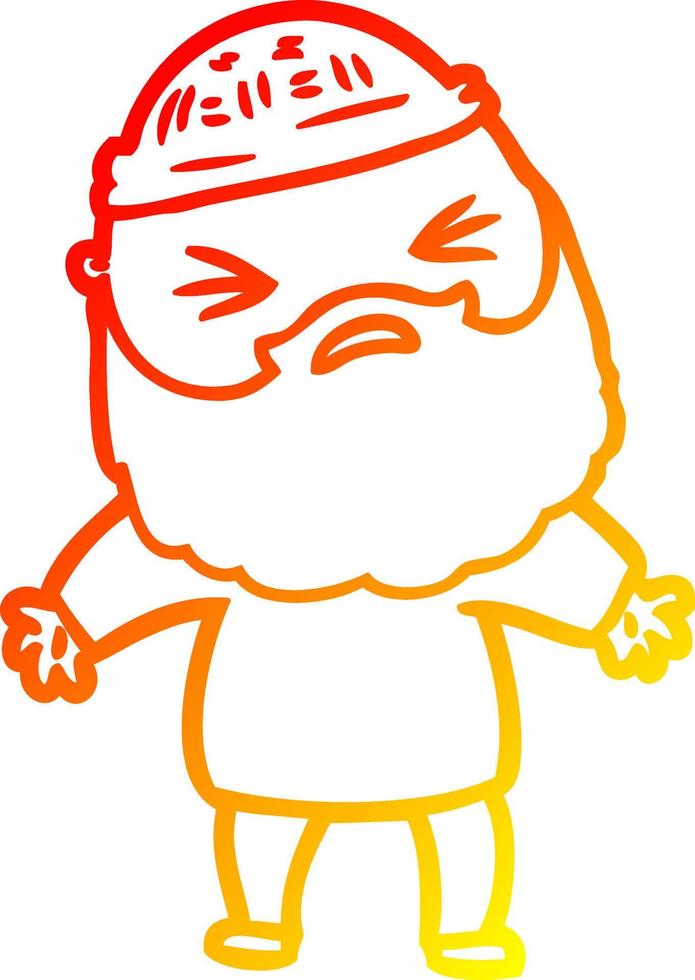 warm gradient line drawing cartoon man with beard vector