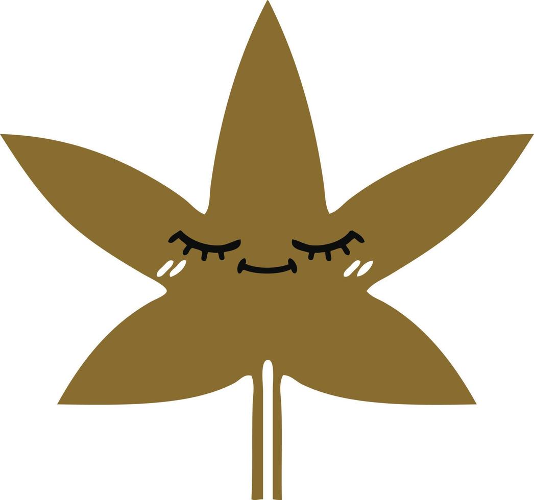 flat color retro cartoon autumnal leaf vector