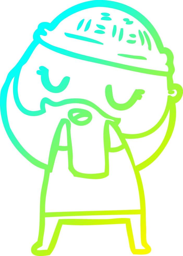 cold gradient line drawing cute cartoon man with beard vector