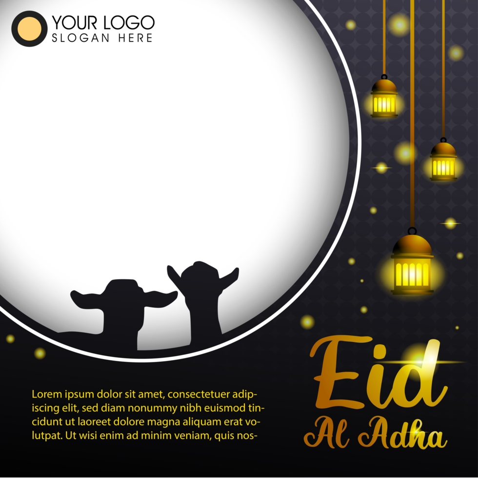 eid al adha social media post template with transparent background png