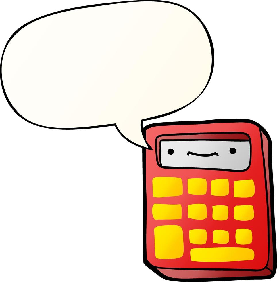 cartoon calculator and speech bubble in smooth gradient style vector