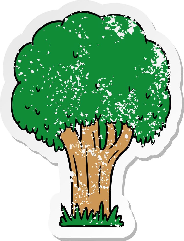 distressed sticker cartoon doodle of a summer tree vector