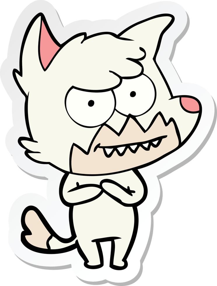 sticker of a cartoon grinning fox vector