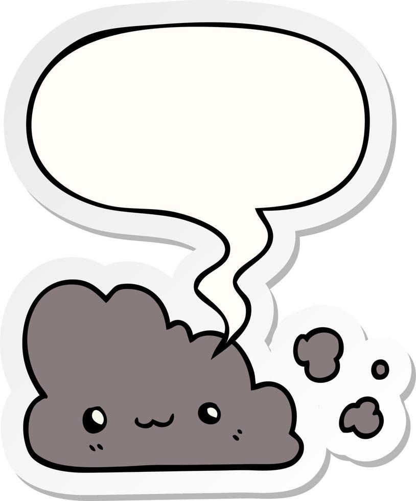 cute cartoon cloud and speech bubble sticker vector