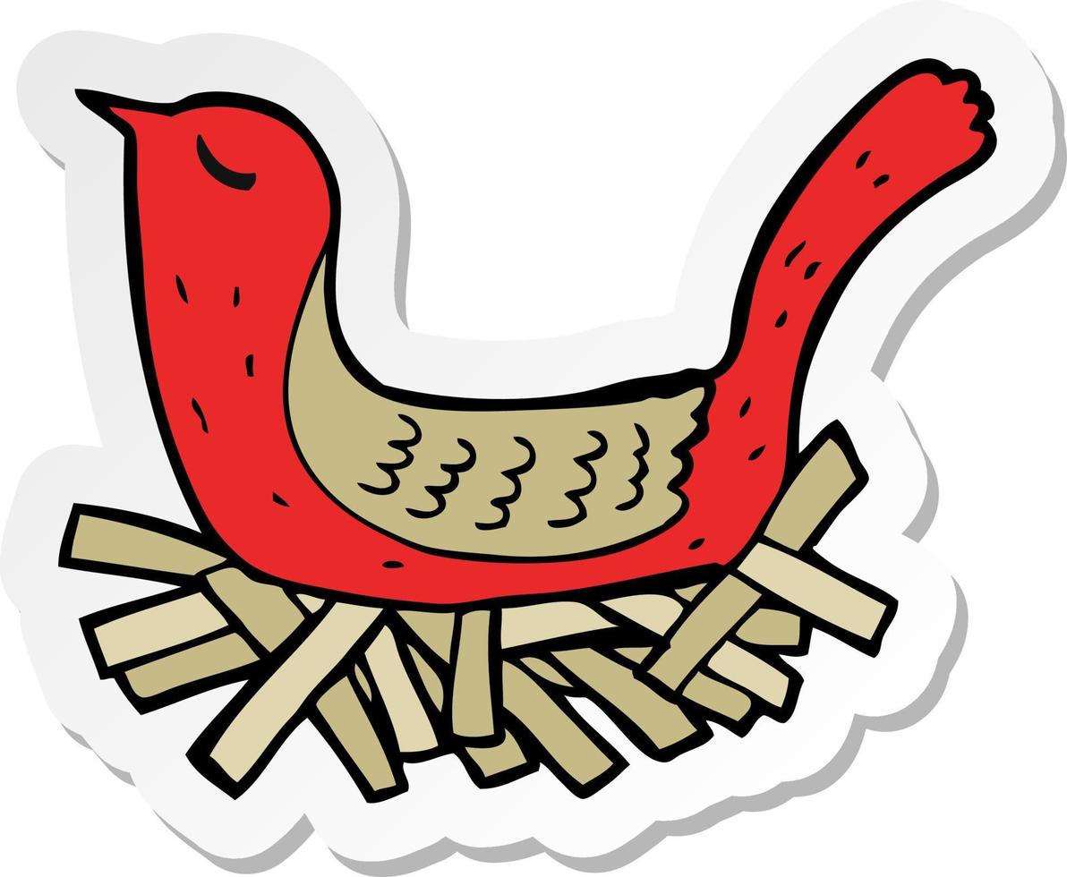 sticker of a cartoon bird on nest vector