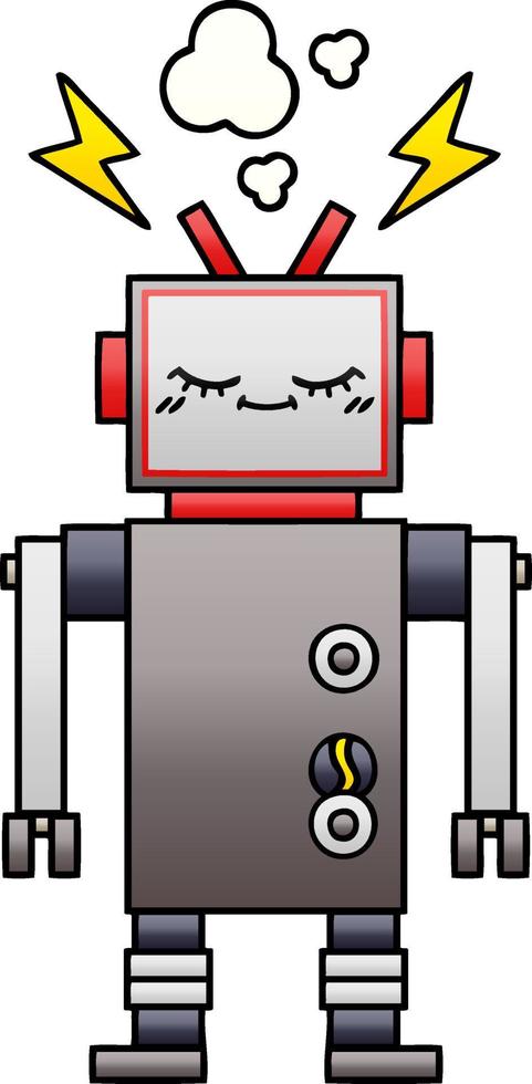 robot de baile de dibujos animados sombreado degradado vector