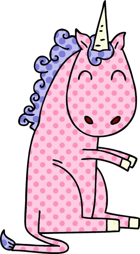 unicornio de dibujos animados peculiar estilo cómic vector