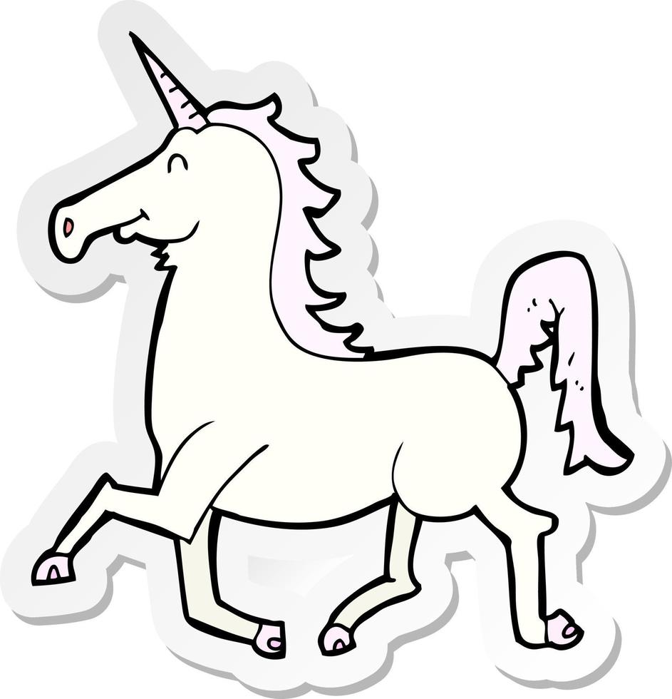 pegatina de un unicornio de dibujos animados vector