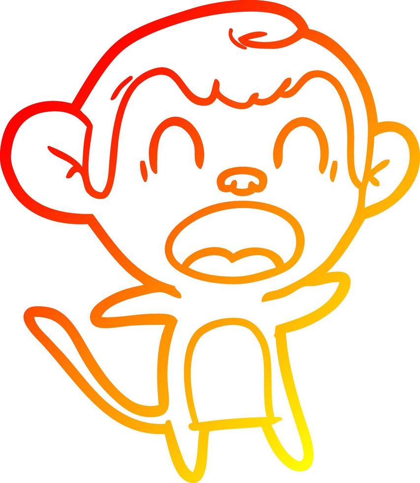 warm gradient line drawing shouting cartoon monkey vector