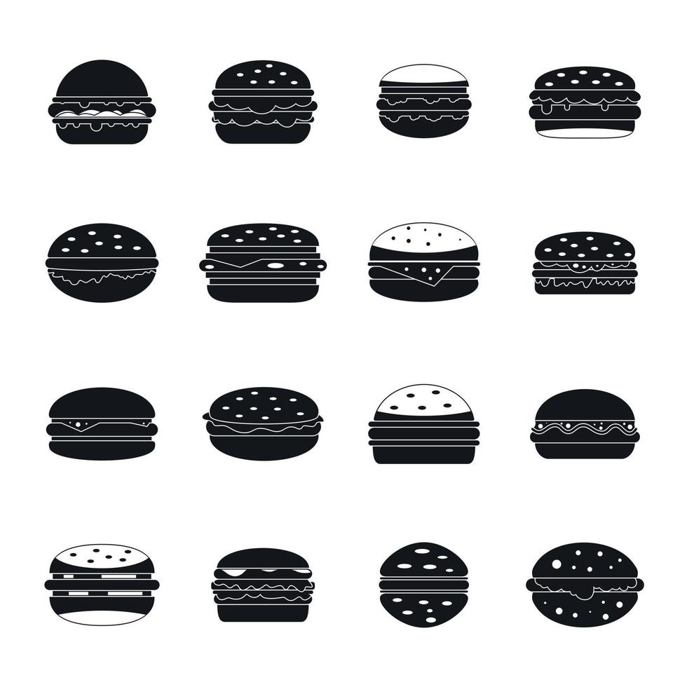 conjunto de iconos de hamburguesa, estilo simple vector