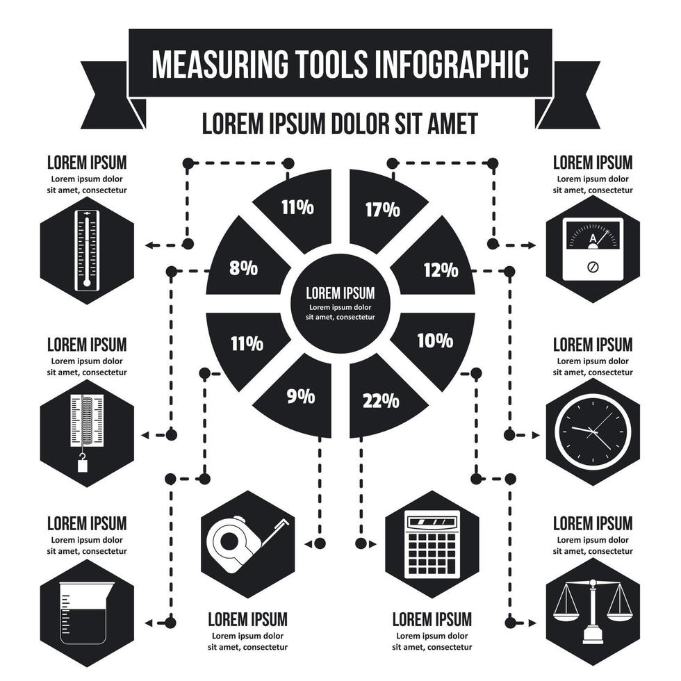 concepto infográfico de herramientas de medición, estilo simple vector