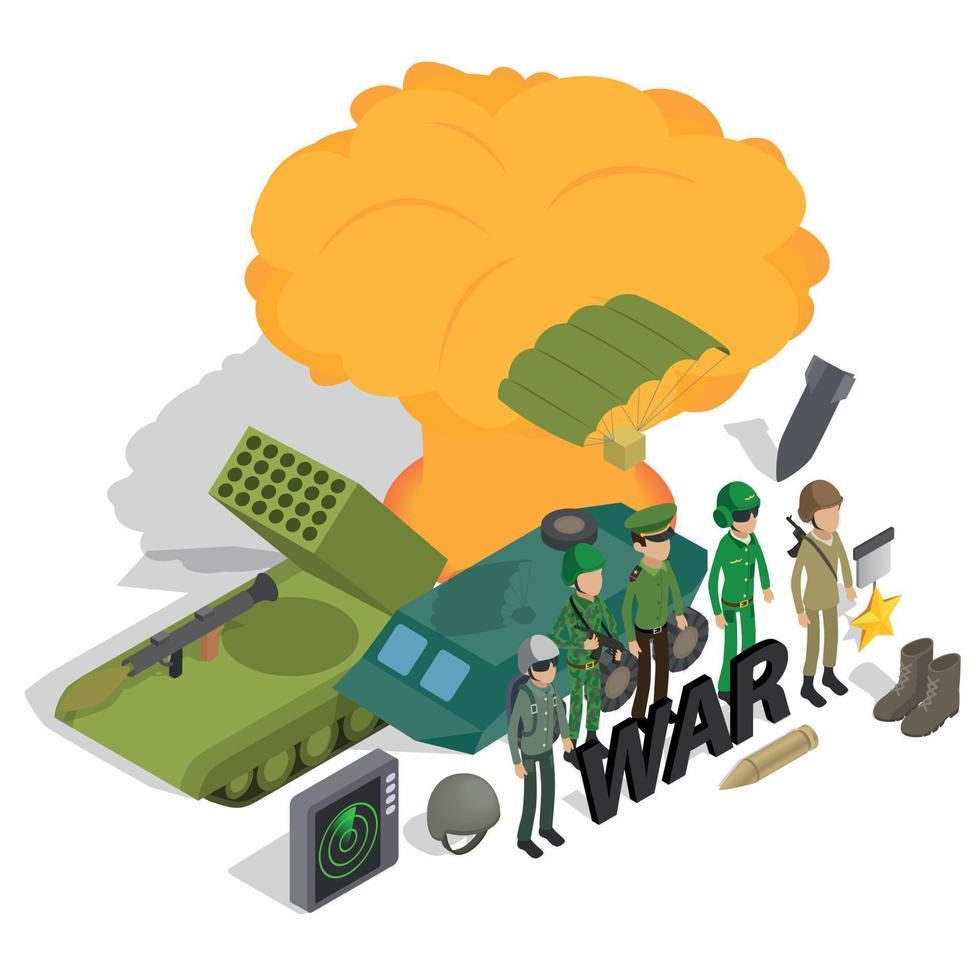 War concept banner, isometric style vector