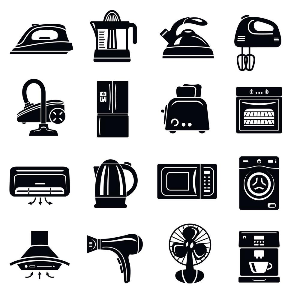 House appliance icons set, simple style vector