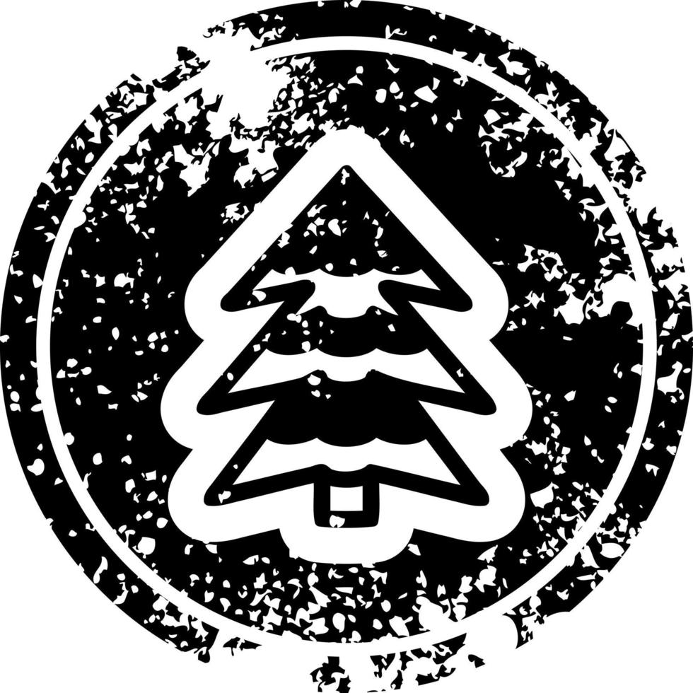 snowy tree distressed icon vector