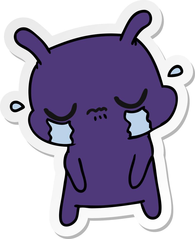 sticker cartoon of cute sad alien vector