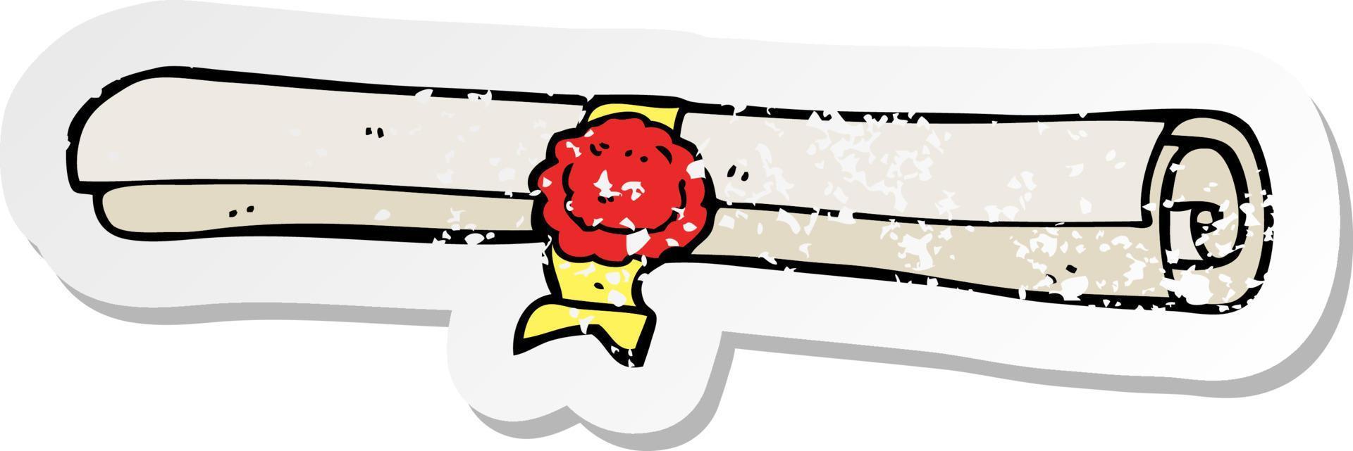 retro distressed sticker of a cartoon scroll vector