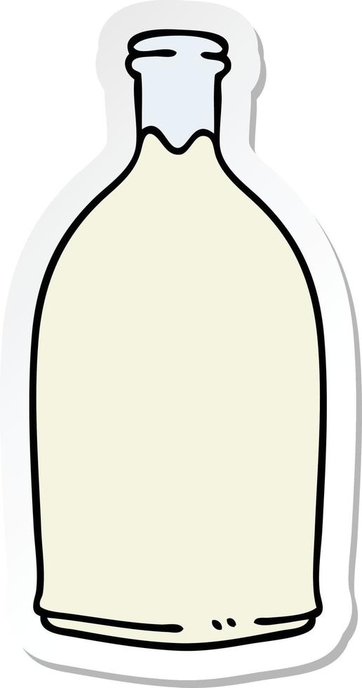 sticker of a quirky hand drawn cartoon milk bottle vector