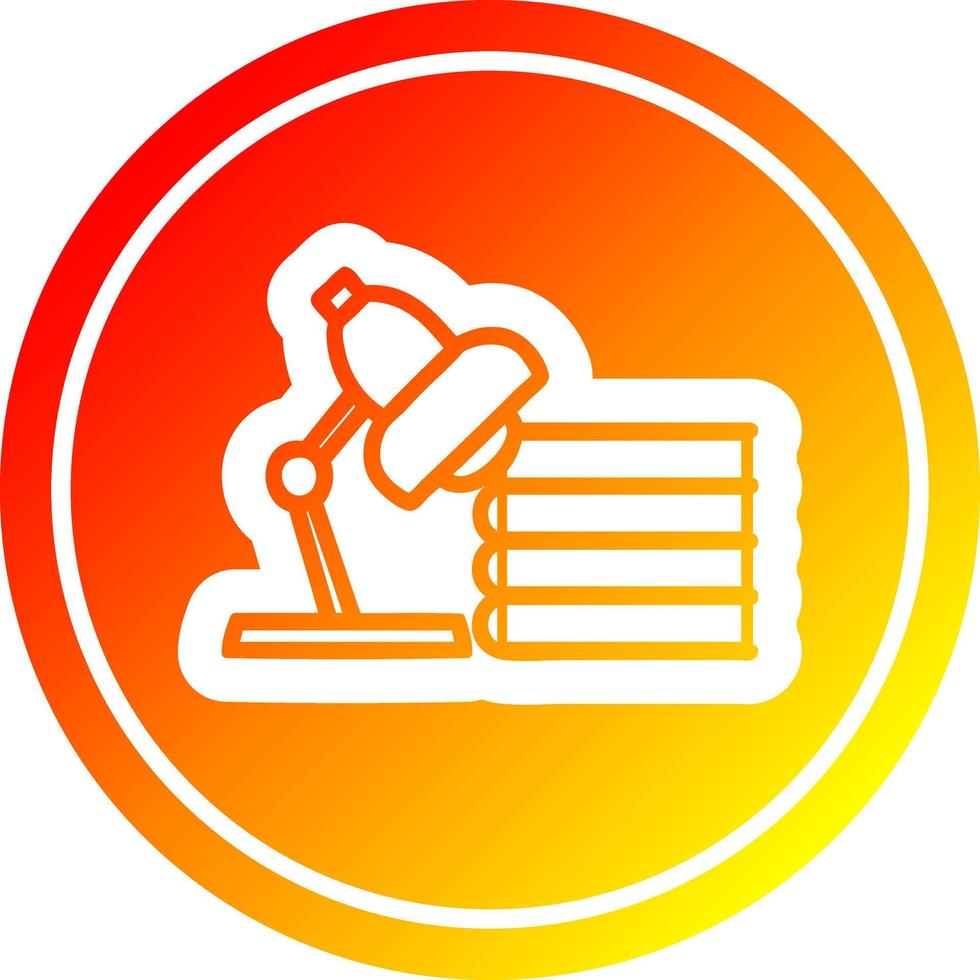 lamp and study books circular in hot gradient spectrum vector
