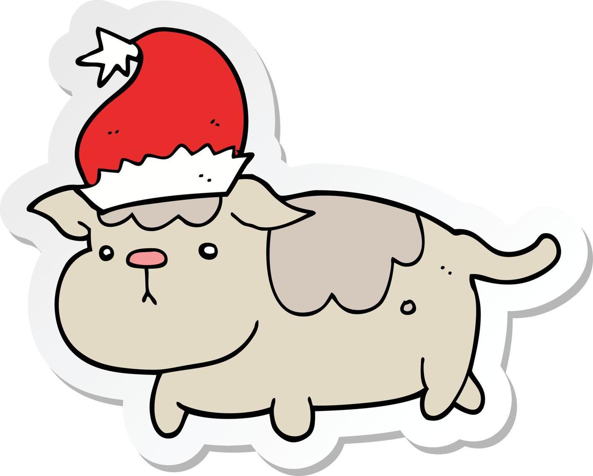 sticker of a cute christmas dog vector