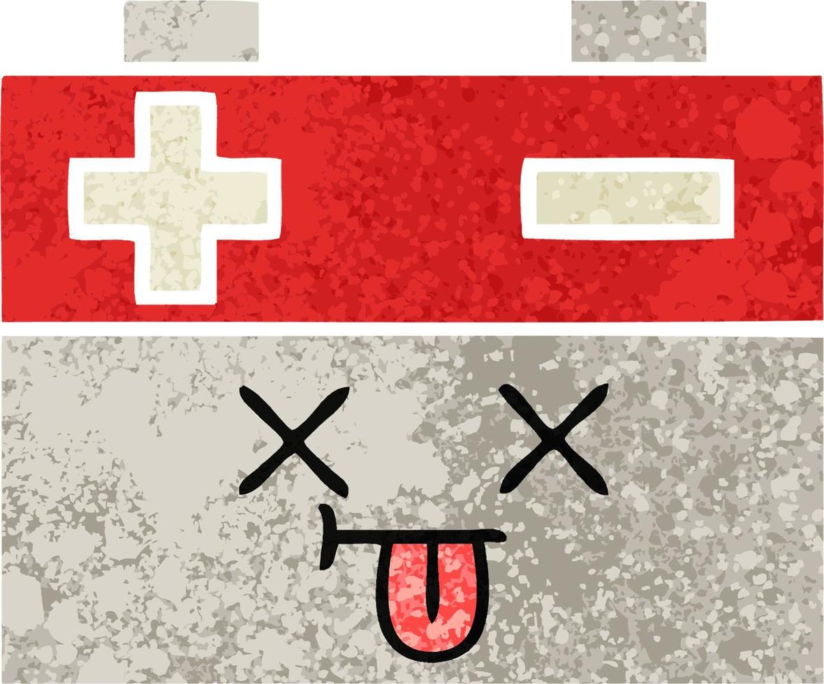 retro illustration style cartoon car battery vector