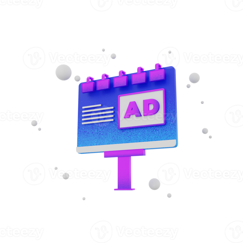 3d render icon Advertising Board png