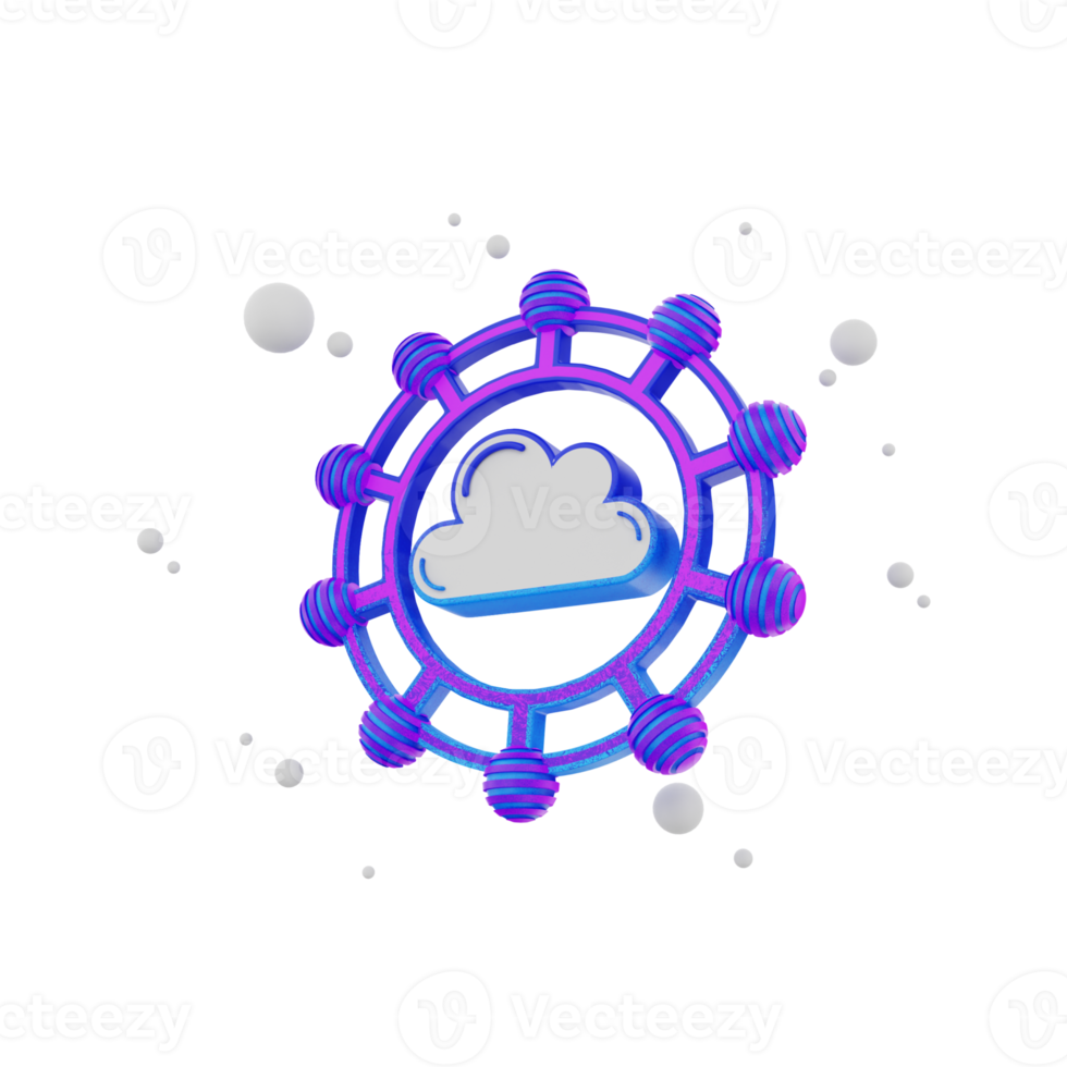 3d render icon Cloud Network png