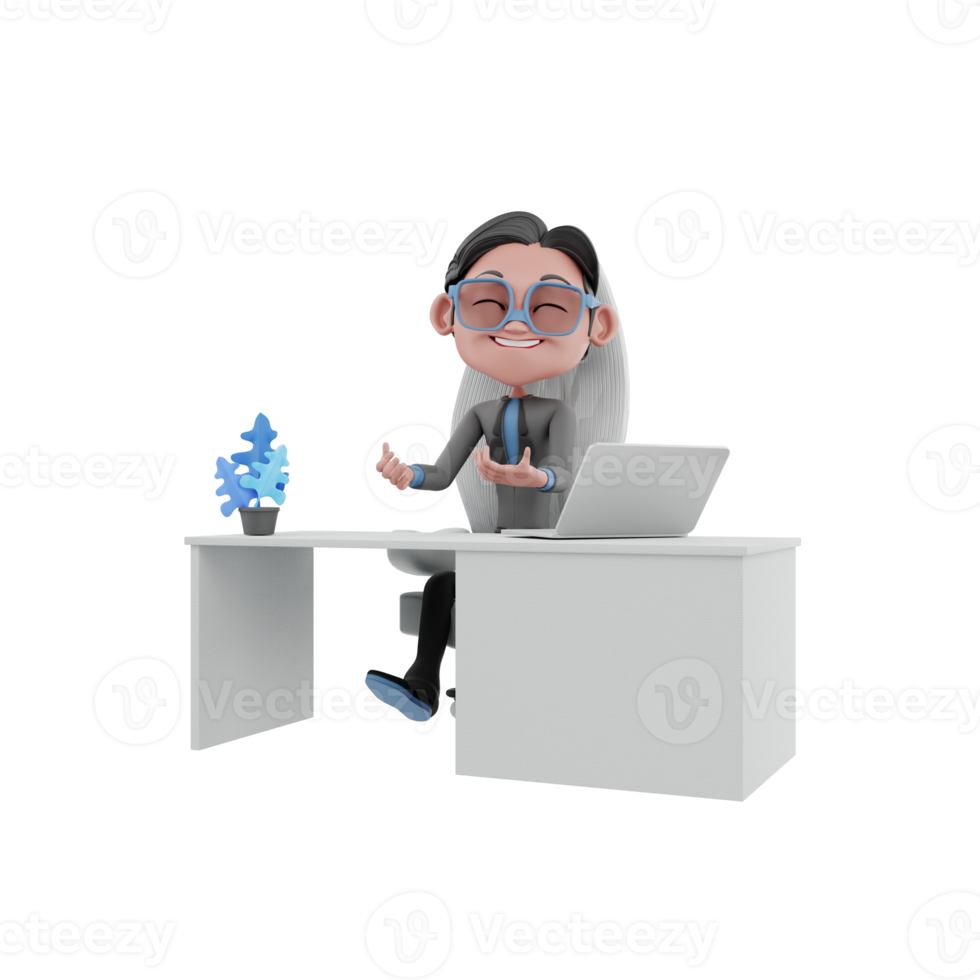 3d render personaje empresario ilustración png