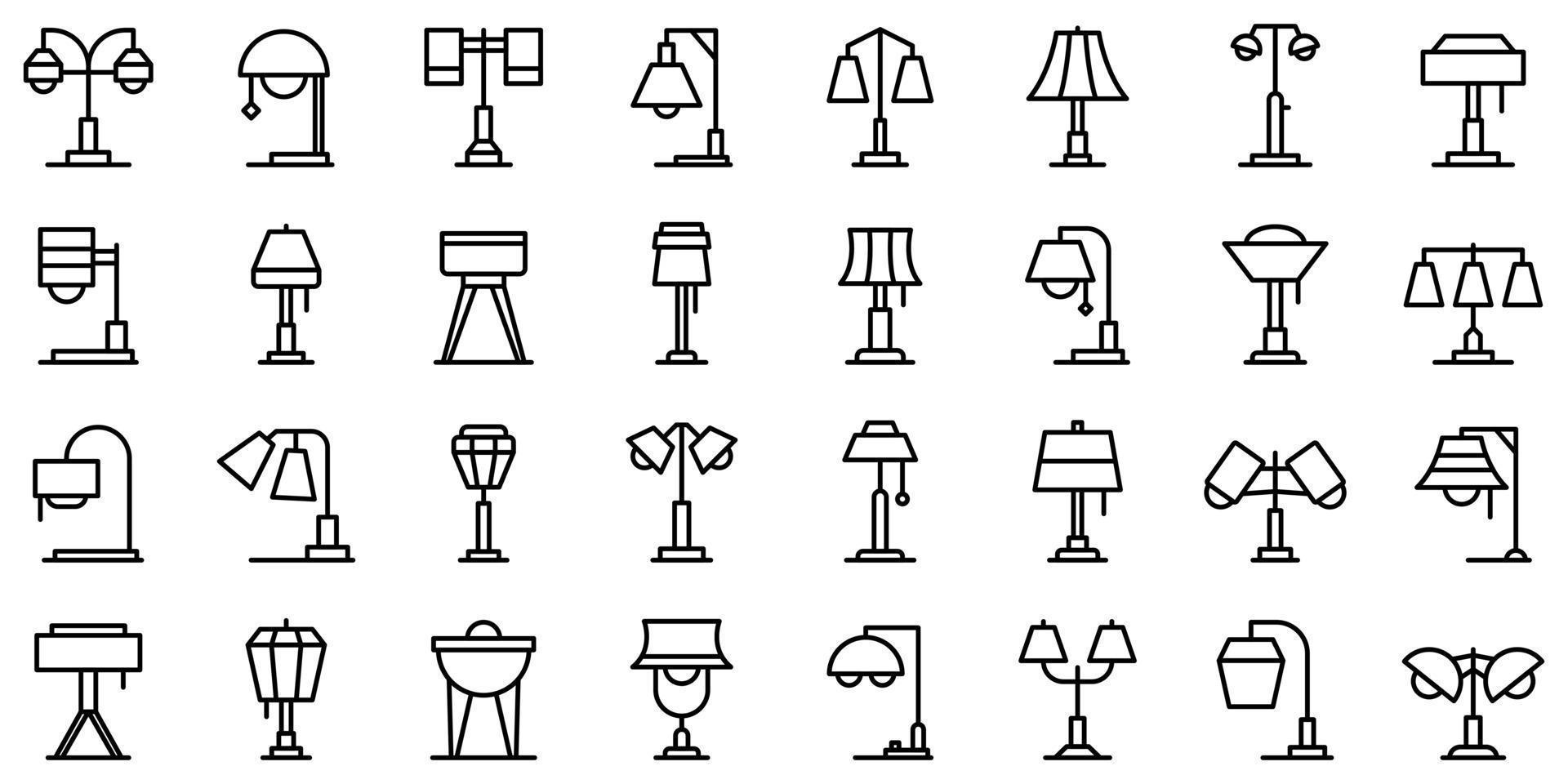 Torchere icons set outline vector. Light lamp vector