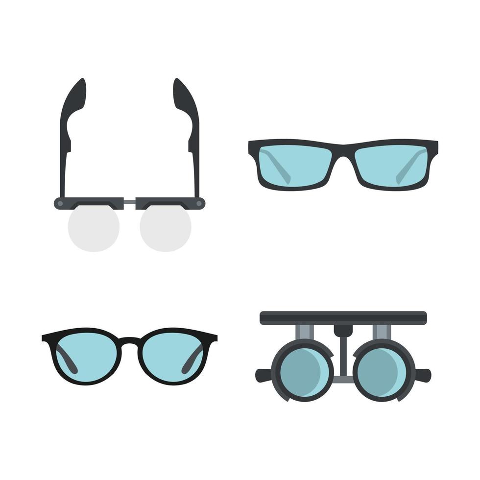 conjunto de iconos de gafas, tipo plano vector